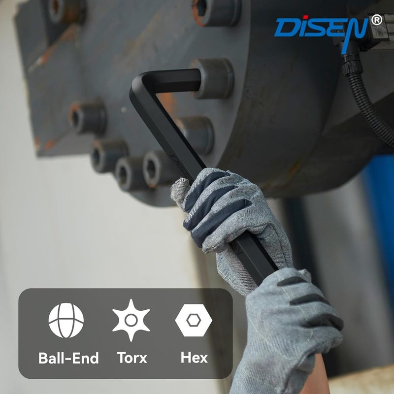 DISEN Jumbo Hex Key Allen Wrench Set CR-V 13-Piece Metric 2-19mm Long Ball End Big Durable Automotive Mechanic Furniture Professional Grade Tools for Man - Image 2